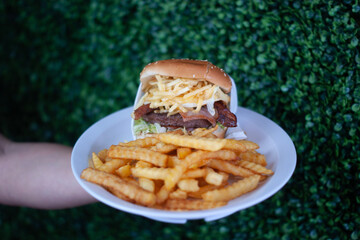 burger and fries