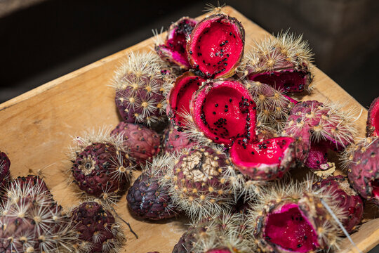 Red prickly pears open  