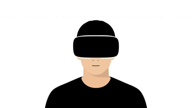 Footage Full Hd Resolution, man wearing Virtual reality glasses, Shaking Head, Nodding Head, Motion Graphic