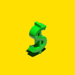 Dollar Design in 3D. Perfect for additional, resources, icon, etc
