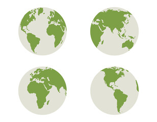 Set Globe isolated planet earth map on white background. Vector design illustration.