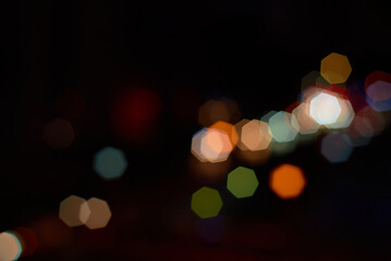 Dreamy light spots in the city at night