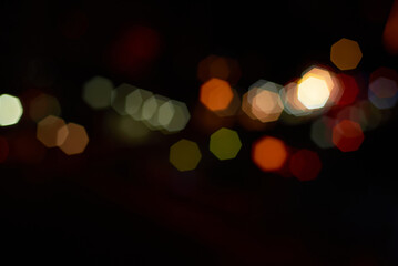 Dreamy light spots in the city at night