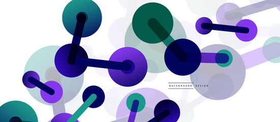 Abstract background. Round dots connected by lines. Trendy techno business template for wallpaper, banner, background or landing