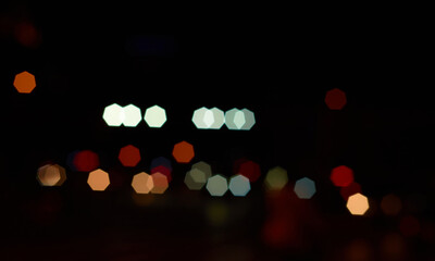 Dreamy light spots in the city at night