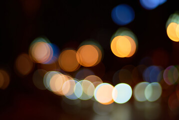 Dreamy light spots in the city at night