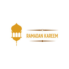 Ramadan Kareem vector illustration with simple text and lantern silhouette isolated on white background perfect for greeting card