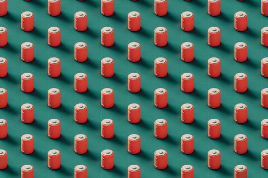 pattern of Pink rechargable batteries on green