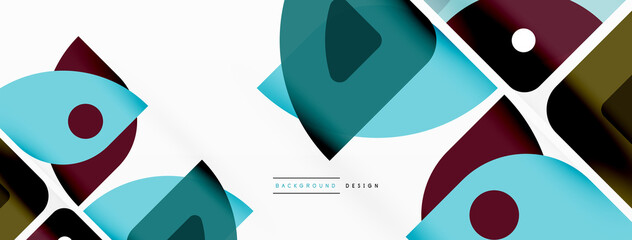 Lines, squares, circles and triangles. Geometric abstract background for wallpaper, banner, background, presentation or landing page