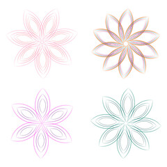 A set of vector stylized flowers, elements for decoration