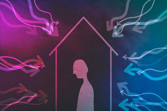Agoraphobia and Anxiety Over Leaving Home, an illustration.