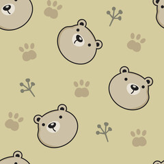 Face bear seamless pattern background
