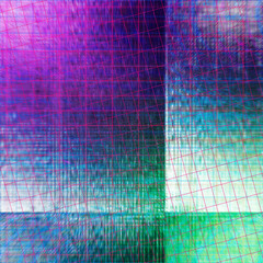 Abstract glitch art grid background image.