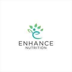 Fototapeta premium enhance nutrition logo.simple human leaf vector illustration