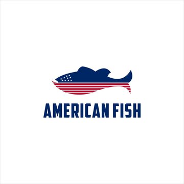 america fish logo design. USA flag vector 