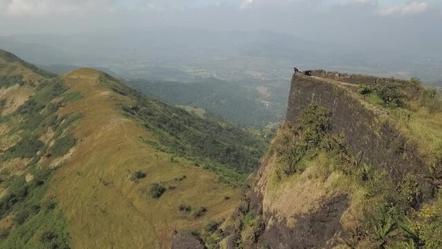 Aerial: Tourists enjoy expansive views from atop Zunzhar Buruj fort