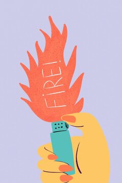 Woman lighting a lighter and making fire