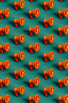 pattern of Orange amplifier on green. 3d render