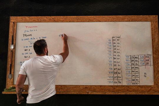 Anonymous trainer writing strategy on whiteboard