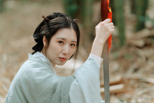 Portrait of Asian woman in traditional Chinese Hanfu