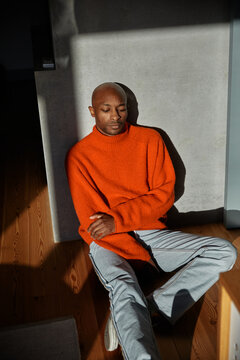 African American Guy Sitting 
