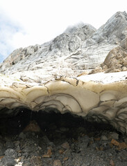 melting of the glacier on the alps due to global warming and climate changes