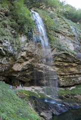 Huge falls called FONTANONE DI GORIUDA in the Carnia Region in Northern Italy