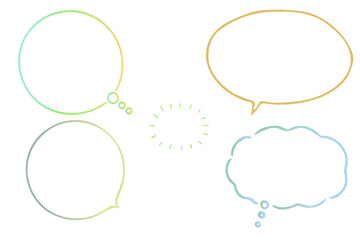 手描きのシンプルな吹き出しのイラストセット　ベクター背景素材　ゴールド系