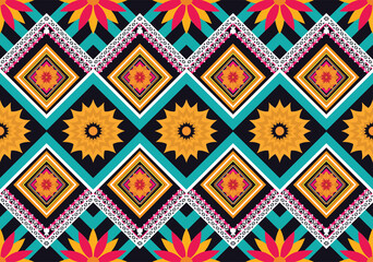 Geometric ethnic flower pattern for background,fabric,wrapping,clothing,wallpaper,Batik,carpet,embroidery style