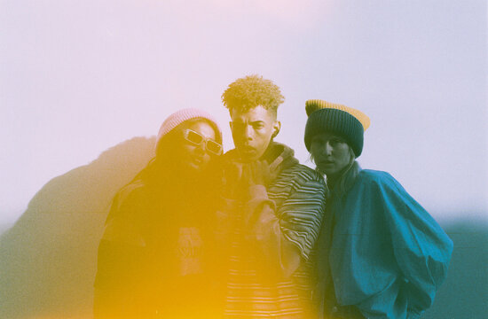 Multi racial young hipster group portrait 