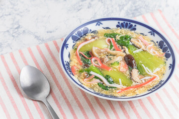 チンゲン菜とキノコの玉子あん