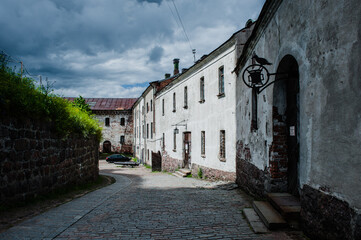 Summer landscape in park Monrepo near town Vyborg in Russia