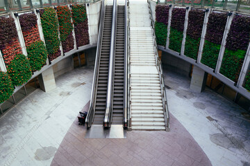 empty modern city elevator at work