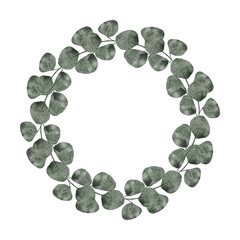 Eucalyptus leaf floral wreath watercolor paint