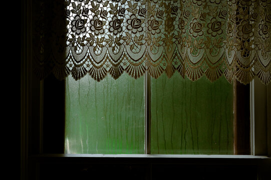 Close up of a window with moisture