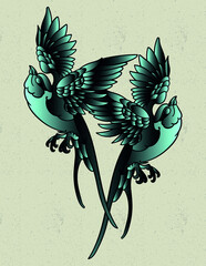bird sparrow monocrome blue design