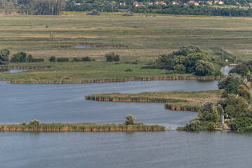 Balaton country side aerial view. Hungarian summer rural landscape.