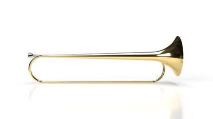 3d render simple bronze trumpet without buttons on a white background