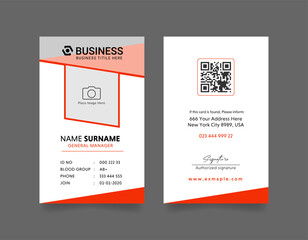 Modern ID Card Template with an author photo place | Office Id Card Layout | Employee Id Card for Business or Company