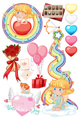 Valentine theme with balloons and cupid