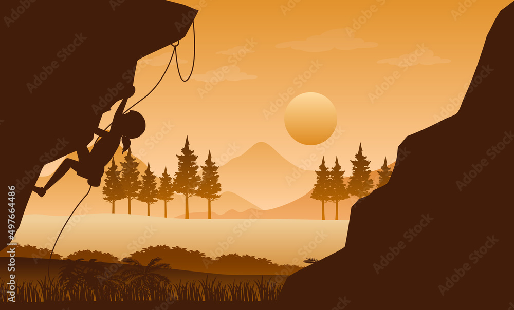 Sticker Silhouette rock climbing background