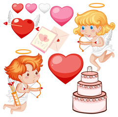 Valentine theme with cupids and big cake