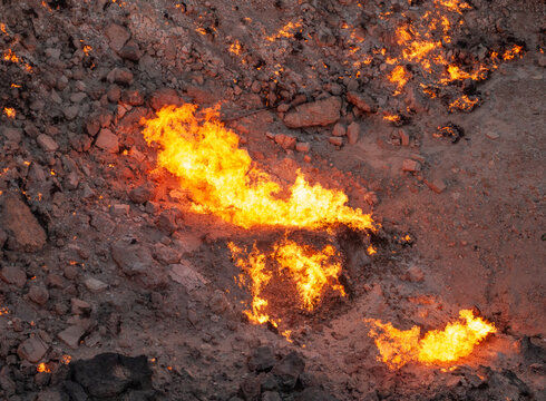 Fire Erupting From A Gas Well 