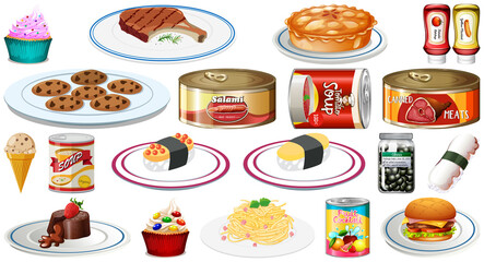 Set of different foods