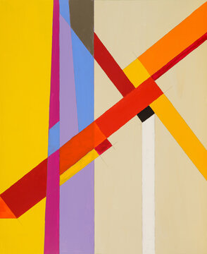 A hard edged modernist abstract painting, Suprematist in style