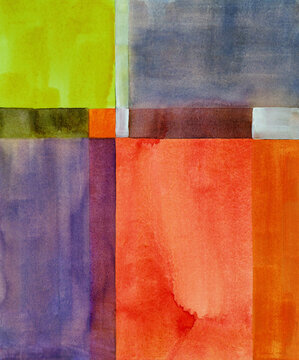 A Minimalist Watercolor Painting; Division Of The Plane By Rectangles.