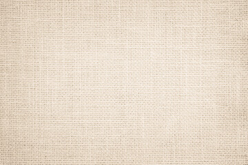 Fototapeta na wymiar Jute hessian sackcloth burlap canvas woven texture background pattern in light beige cream brown color design element.