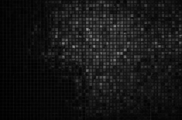 Black tile high resolution. Brick seamless pattern and texture square dark grid tiles wall design element.