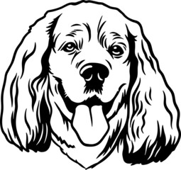 English Cocker Spaniel - Funny Dog, Vector File, Cut Stencil for Tshirt