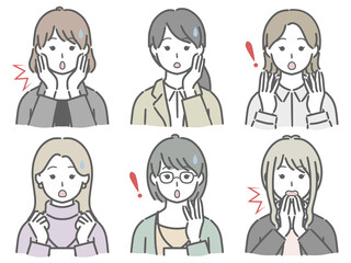 驚く女性の上半身セット（仕事向きの服装）